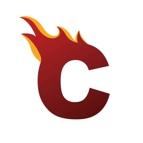 Fire burn C letter logo — стоковый вектор