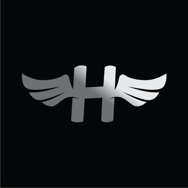 H list logo ze skrzydłami — Wektor stockowy
