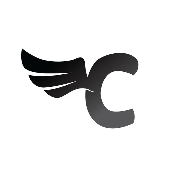 C brief logo met vleugel — Stockvector