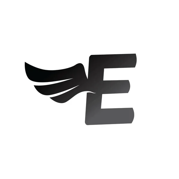 E-letter logo with wing — стоковый вектор