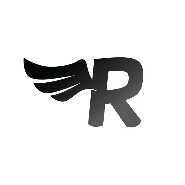 R brief logo met vleugel — Stockvector