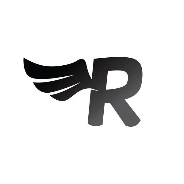 Logotipo letra R con ala — Vector de stock