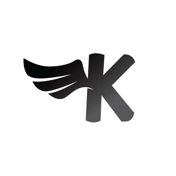 K 字母徽标与翼 — 图库矢量图片