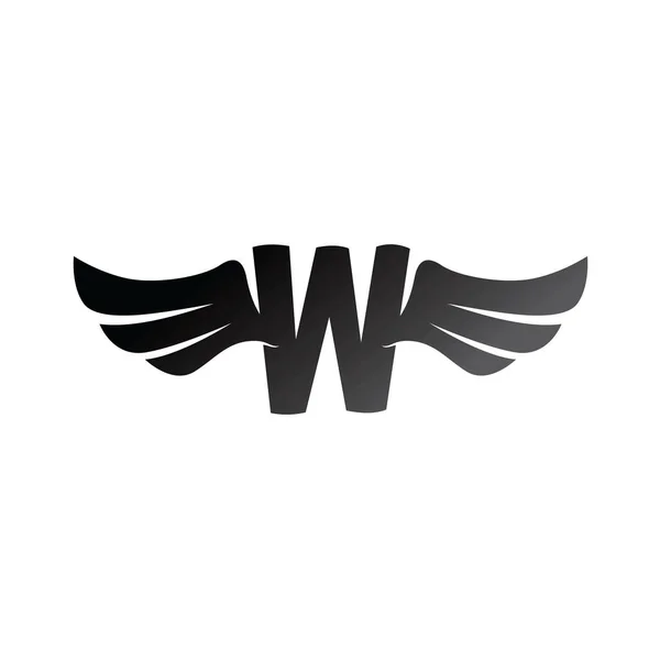 W letter logo with wings — Stock Vector