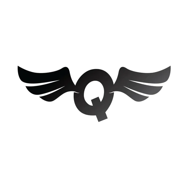 Q litera logo ze skrzydłami — Wektor stockowy
