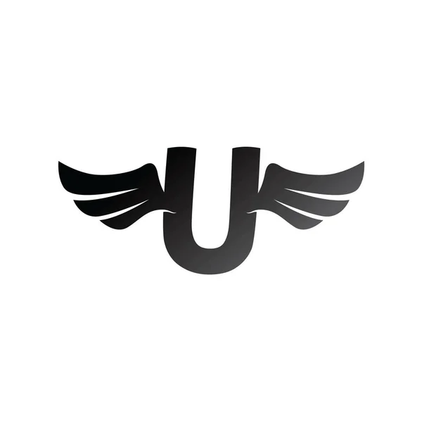 Logo lettera U con ali — Vettoriale Stock
