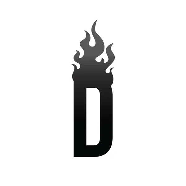 Вогонь спалює логотип D-літери — стоковий вектор