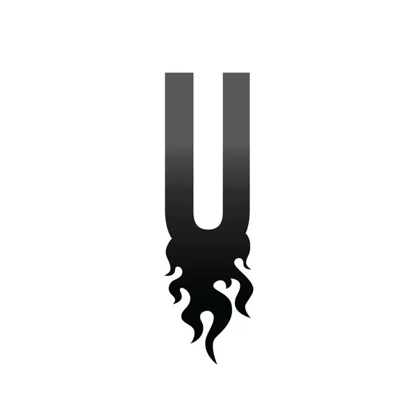 Fire burn U letter logo — стоковый вектор