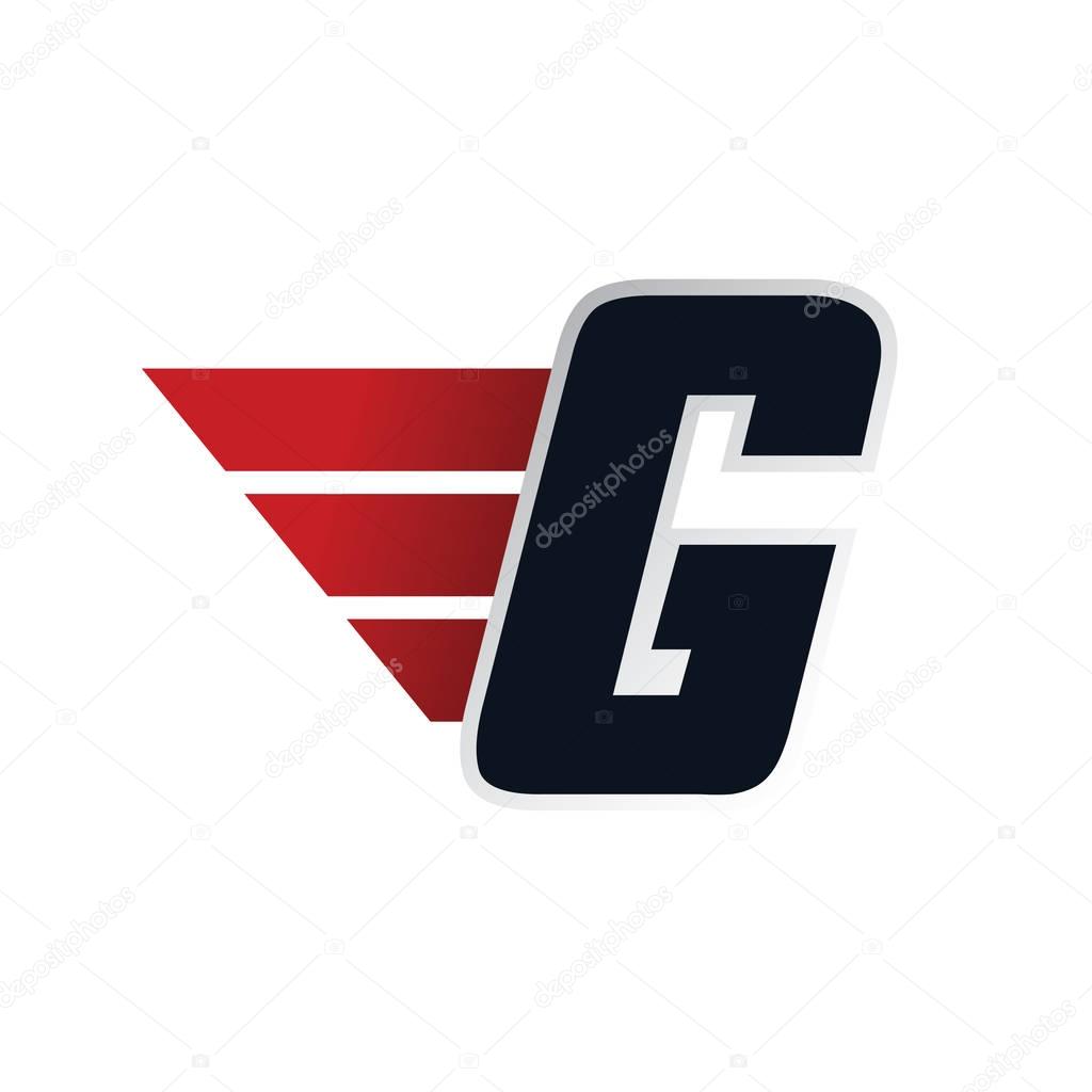G letter logo with wing, vector illustration