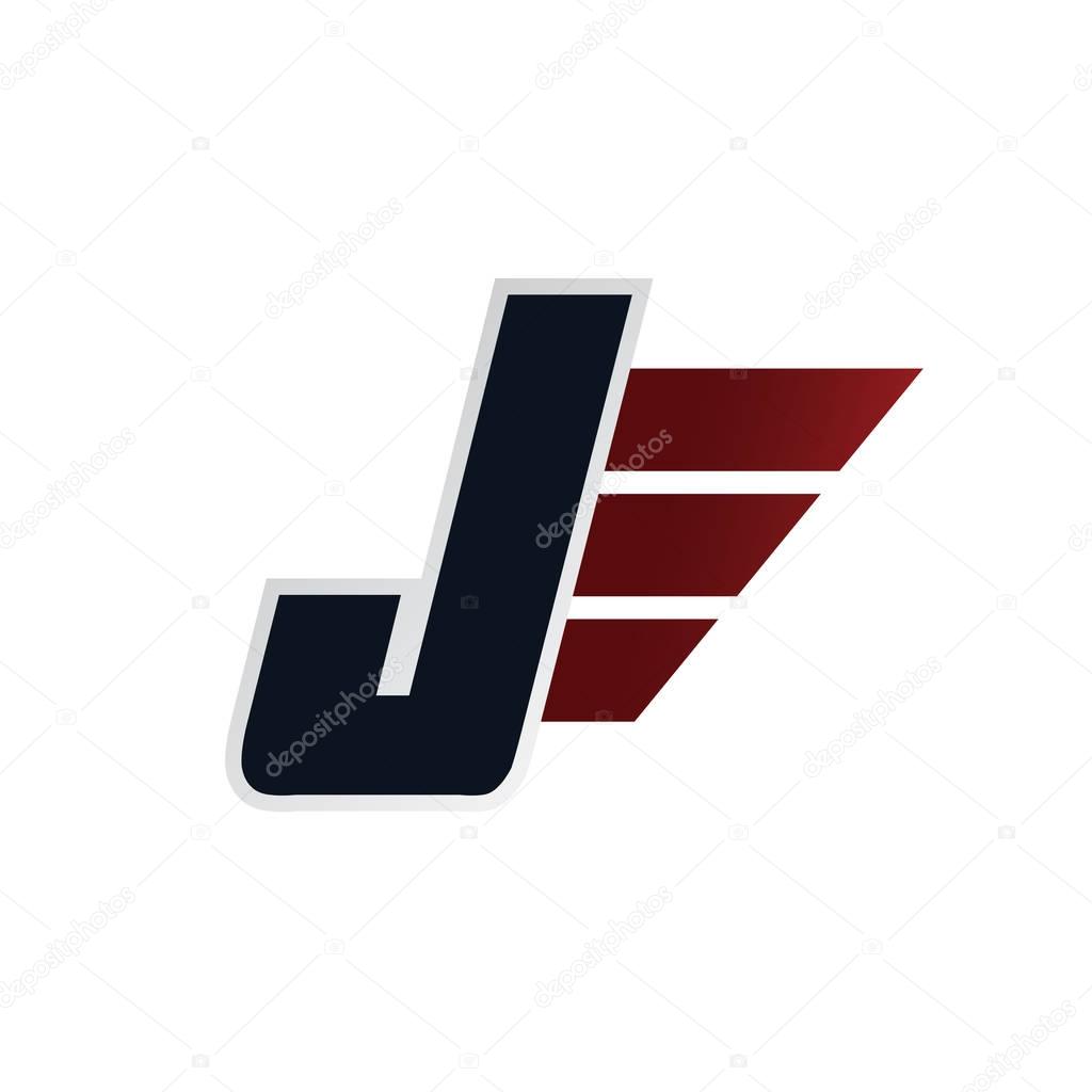 J letter logo with wing, vector illustration