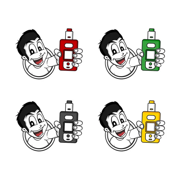 Set of men with vapes — Stock Vector