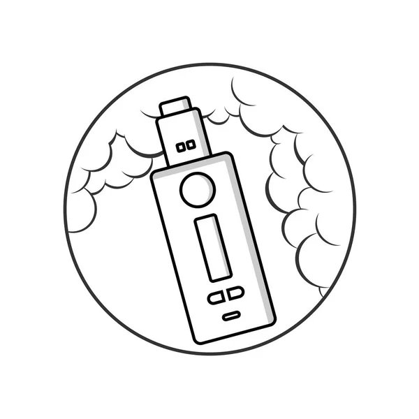 Vaporizer with clouds of vape — Stock Vector