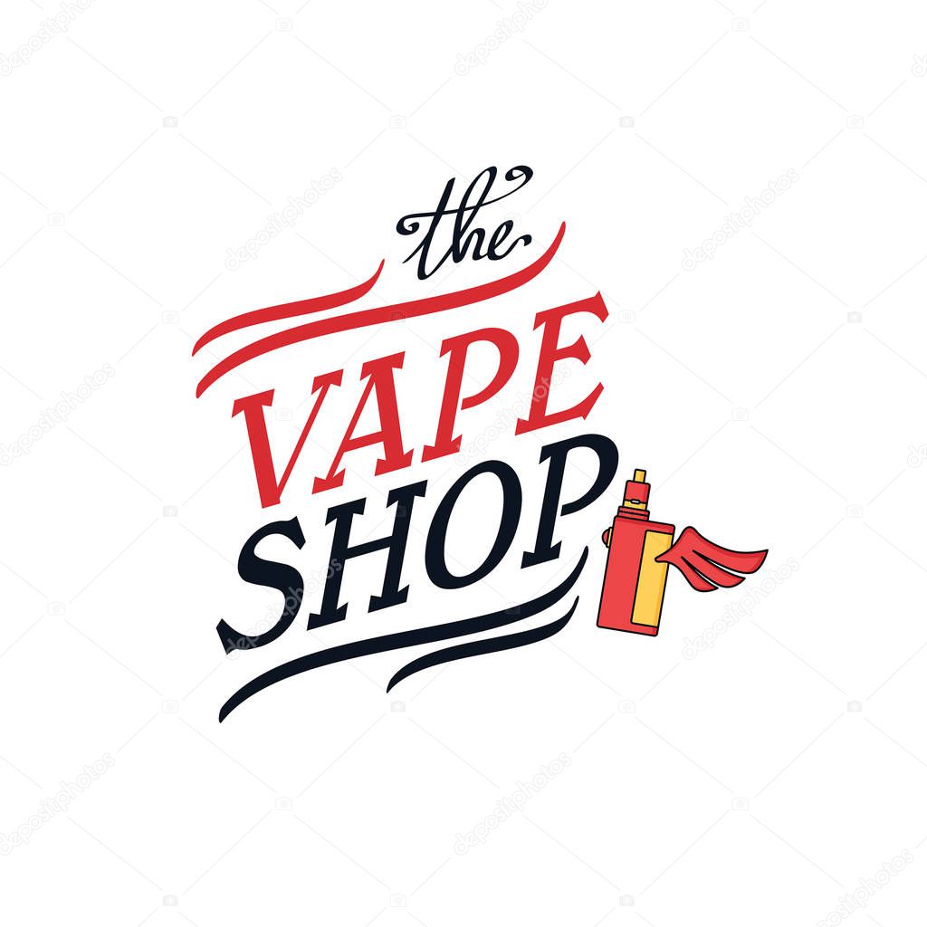 3d vape shop vaporizer logo, vector illustration