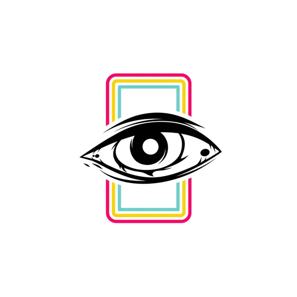 Eye Colorful Rainbow Square White Background — Stockvector