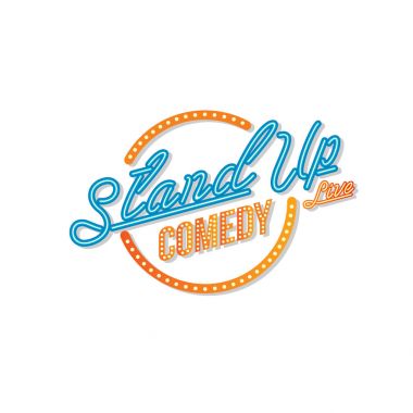 Stand-up komedi parlak logosu beyaz arka plan üzerinde