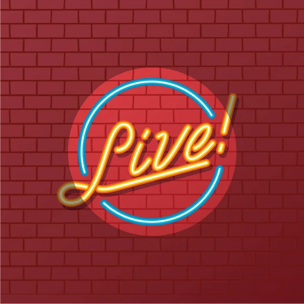 Lettrage Vibrant Live Sur Mur Briques — Image vectorielle