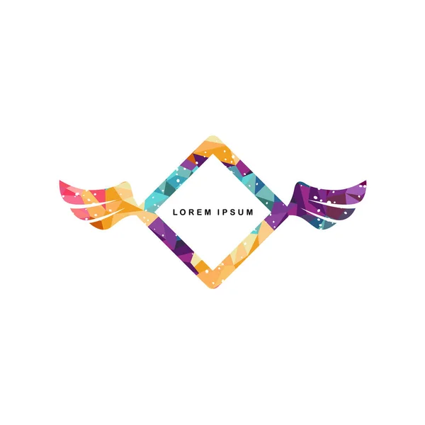 Abstracte Geometrische Logo Met Vleugels Geïsoleerd Wit — Stockvector