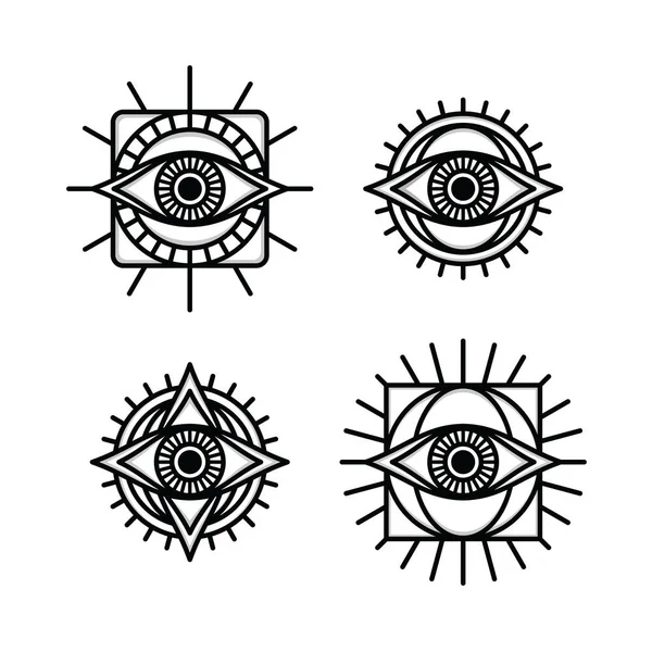 Gözleri Icons Set Vektör Çizim — Stok Vektör