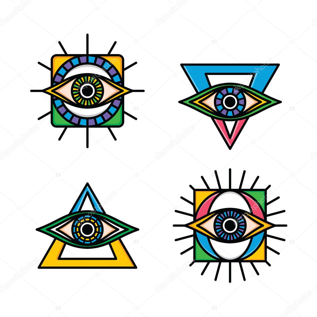 eyes icons set, vector illustration 
