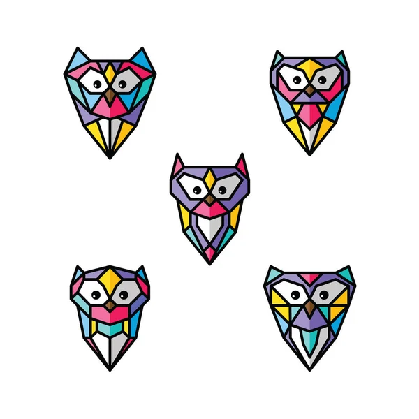 Owl Simple Logos Set Vector Illustration — Stock Vector
