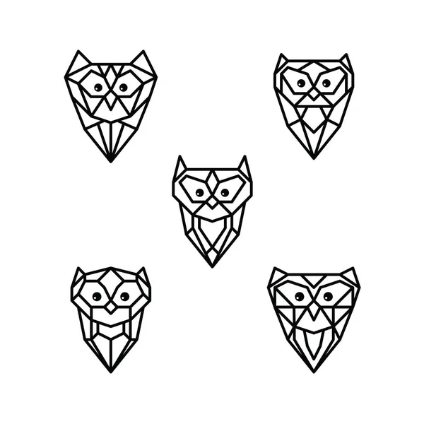 フクロウのシンプルなロゴを設定 ベクトル イラスト — ストックベクタ