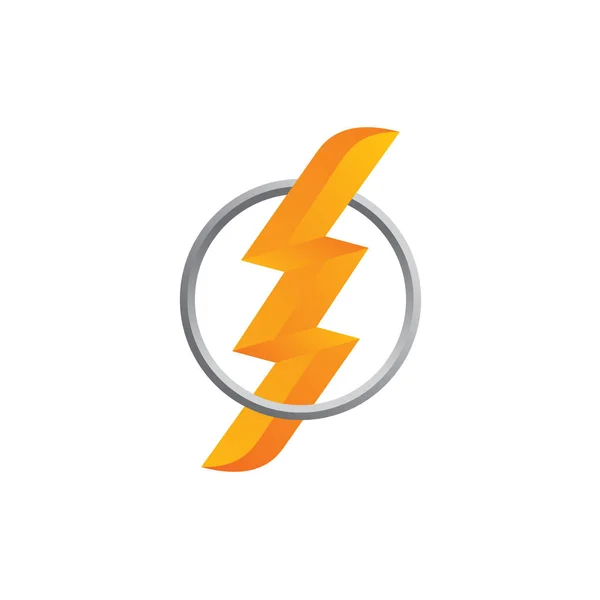 Oranžový Thunder Bolt Znak Logo Vektorové Ilustrace — Stockový vektor
