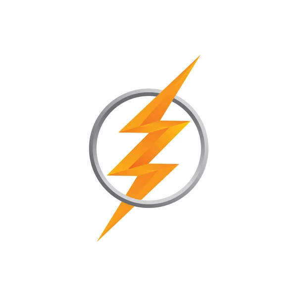 Oranžový Thunder Bolt Znak Logo Vektorové Ilustrace — Stockový vektor