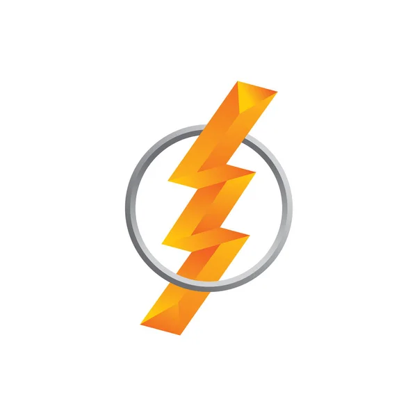 Orange Thunder Bolt Logga Logotyp Vektorillustration — Stock vektor