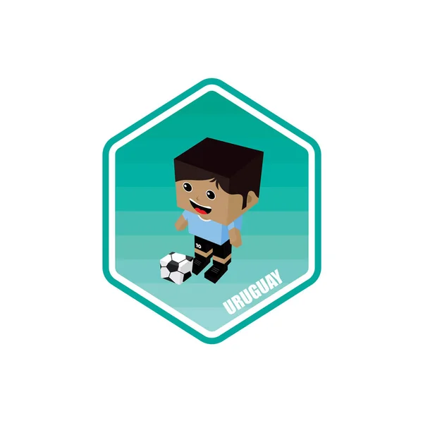 Fotbalový Motiv Hráč Charakter Uruguay Vektorové Ilustrace — Stockový vektor