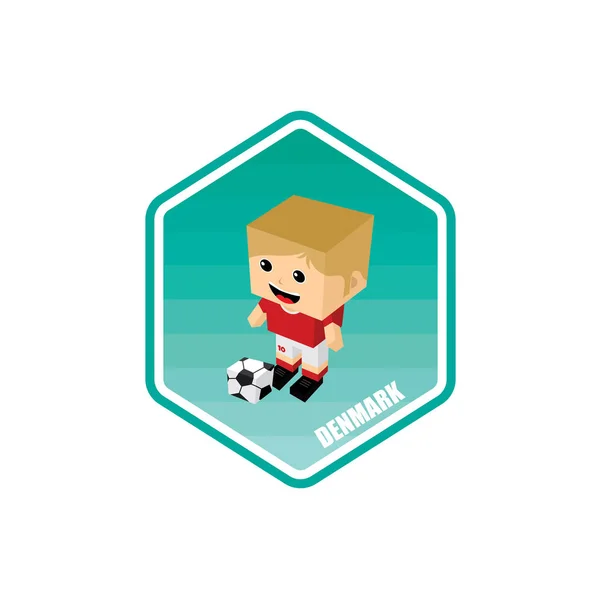 Soccer Theme Player Character Denmark Vector Illustration — Stock Vector