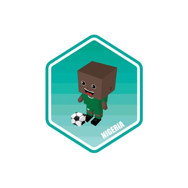 Fotboll Tema Spelare Karaktär Nigeria Vektorillustration — Stock vektor