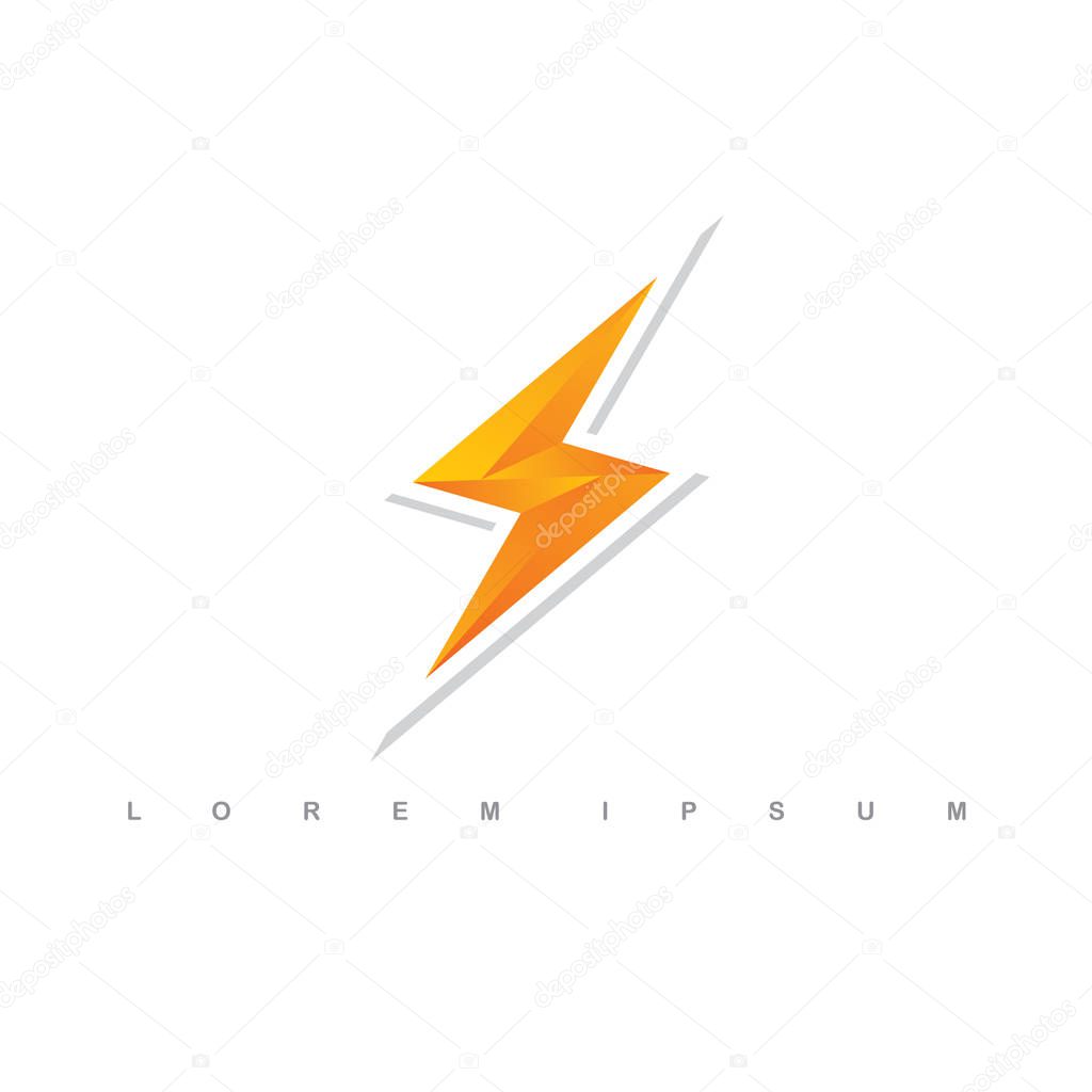 orange thunder bolt sign logo. vector illustration