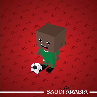 Futbol Tema, oyuncu karakteri, Suudi Arabistan, vektör çizim