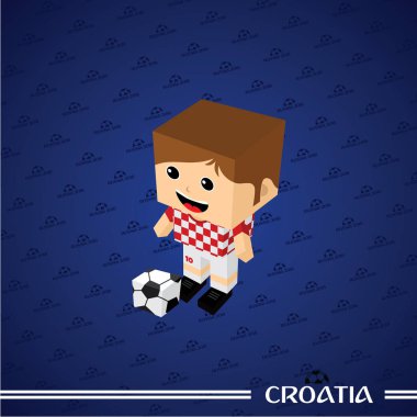 Futbol Tema, oyuncu karakteri, Hırvatistan, vektör çizim