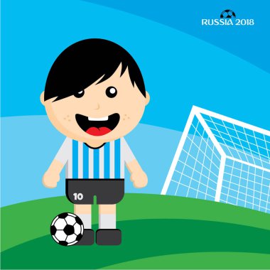 futbol takımı Dünya Şampiyonası. Oyuncu karakter. Vektör çizim