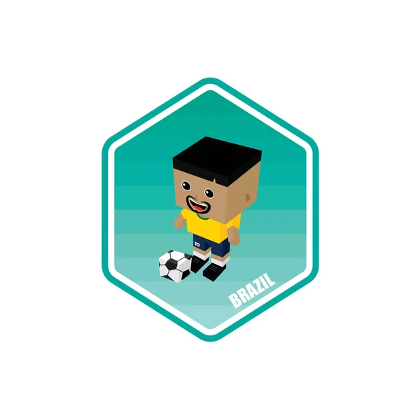 Futbol Tema Oyuncu Karakteri Brezilya Vektör Çizim — Stok Vektör