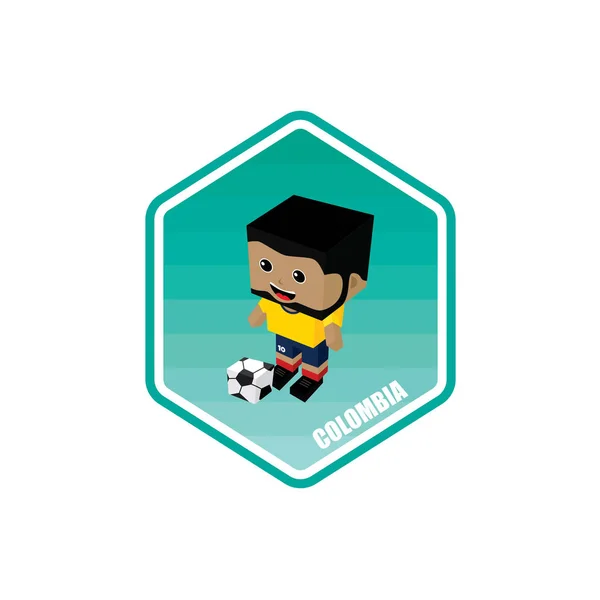 Tema Del Calcio Personaggio Del Giocatore Colombia Illustrazione Vettoriale — Vettoriale Stock