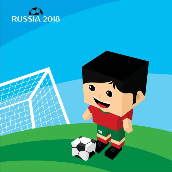 Campeonato Del Mundo Fútbol Personaje Del Jugador Ilustración Vectorial — Vector de stock