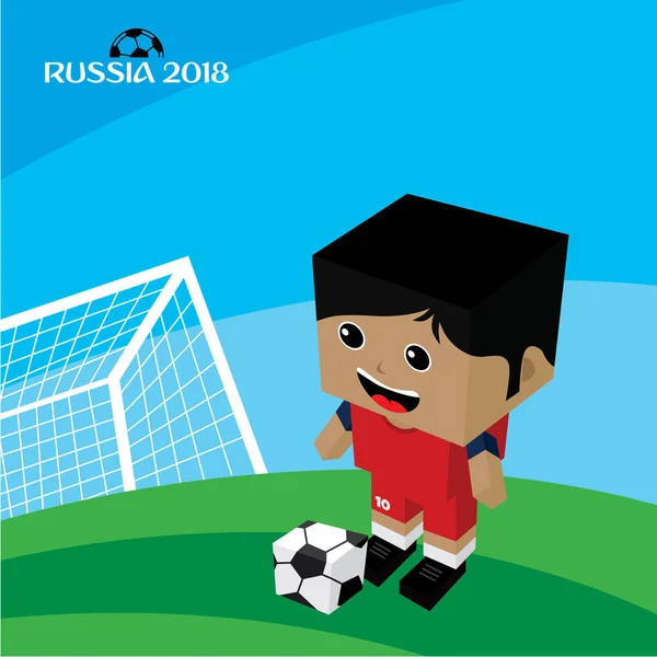 Campeonato Del Mundo Fútbol Personaje Del Jugador Ilustración Vectorial — Vector de stock