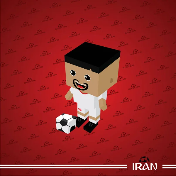Tema Del Calcio Personaggio Del Giocatore Iran Illustrazione Vettoriale — Vettoriale Stock