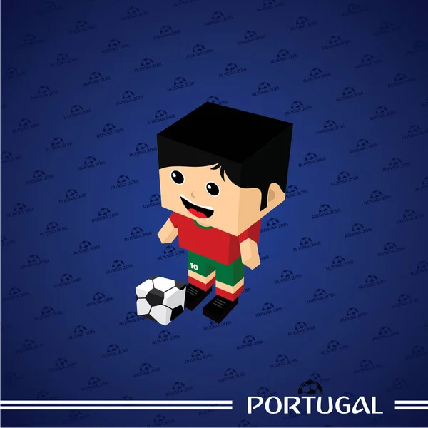 サッカーのテーマは プレーヤーのキャラ ポルトガル ベクトル イラスト — ストックベクタ