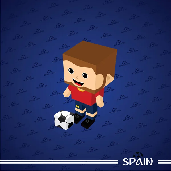 Futbol Tema Oyuncu Karakteri Spanya Vektör Çizim — Stok Vektör