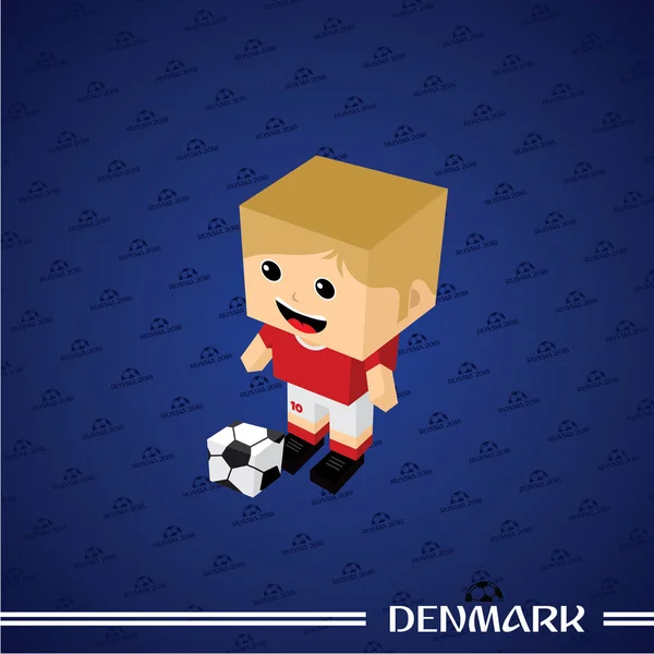 Fußball Thema Spieler Charakter Dänemark Vektorillustration — Stockvektor