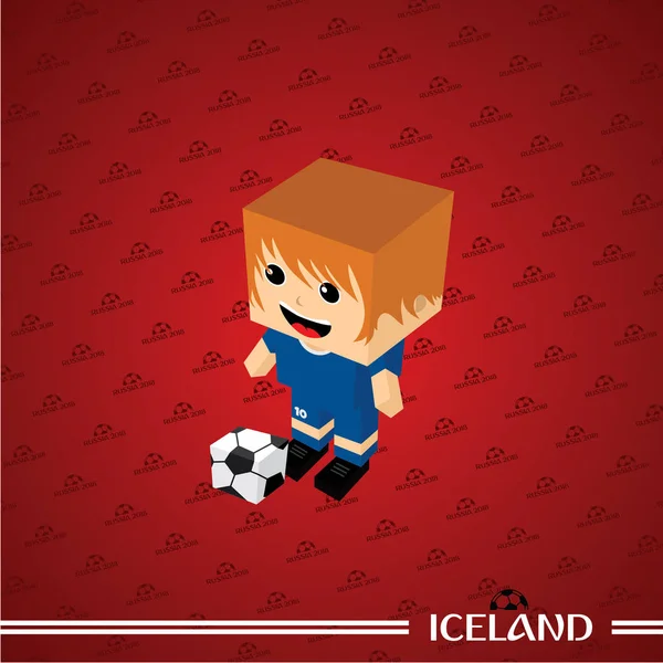 Piłka Nożna Tematu Gracz Ilustracja Wektorowa Postać Islandia — Wektor stockowy