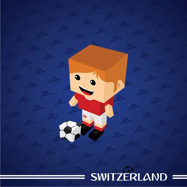 Futbol Tema Oyuncu Karakteri Sviçre Vektör Çizim — Stok Vektör