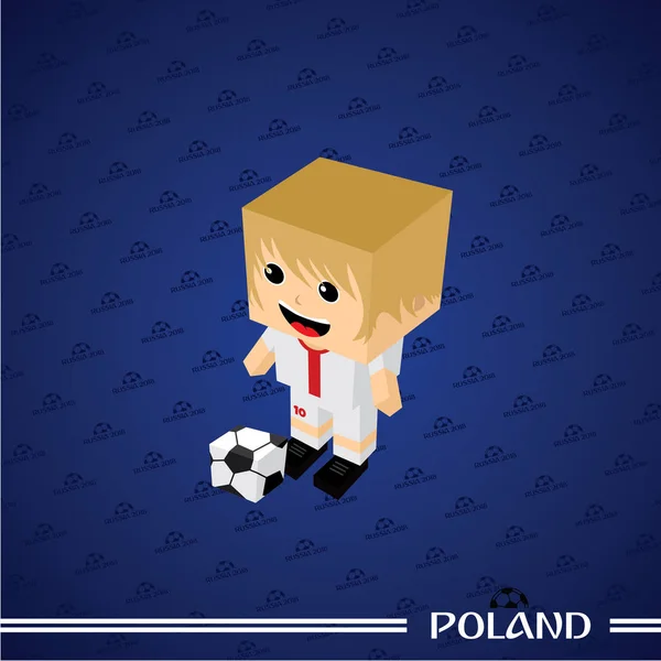 Futbol Tema Oyuncu Karakteri Polonya Vektör Çizim — Stok Vektör