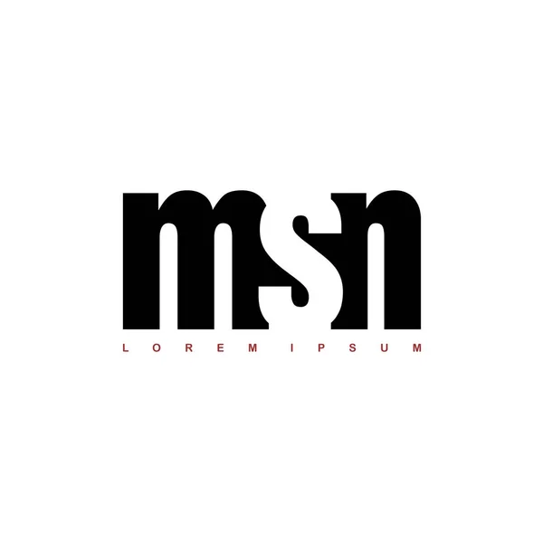 Letras Alfabeto Logotipo Msn Isolado Branco Ilustração Vetorial — Vetor de Stock