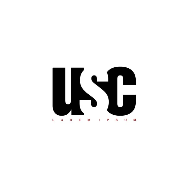 Alfabet Letters Usc Logo Geïsoleerd Wit Vectorillustratie — Stockvector