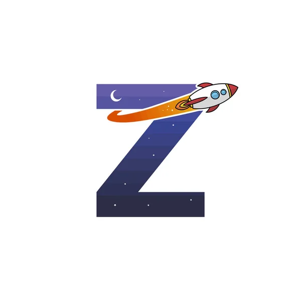 宇宙ロケットのアイコンで文字Zベクトルイラストです — ストックベクタ