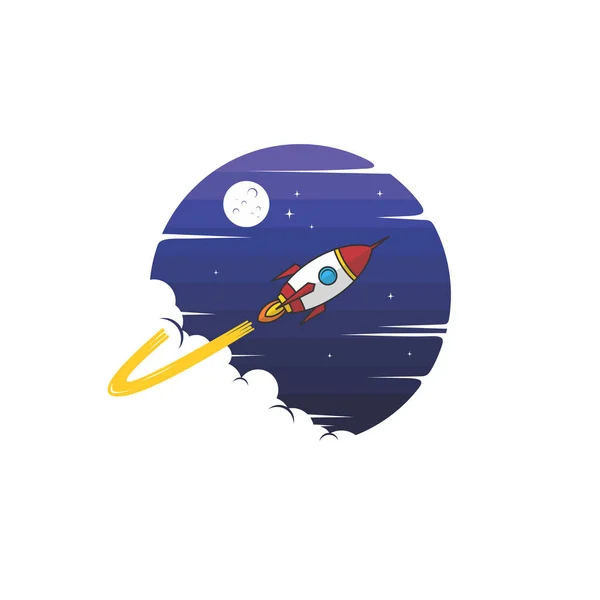 Cute Icon Flying Space Ship White Background — Stock Vector